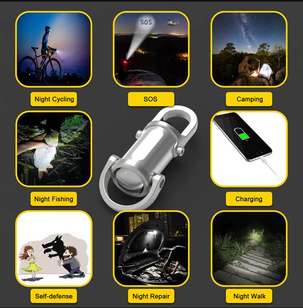 1200LM Super Bright Mini Keychain Flashlight Waterproof