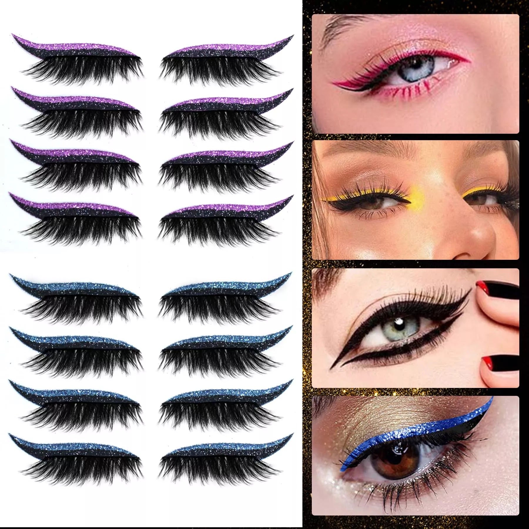 Reusable Eyeliner And Eyelash Stickers 4 Pairs Bliss Mart