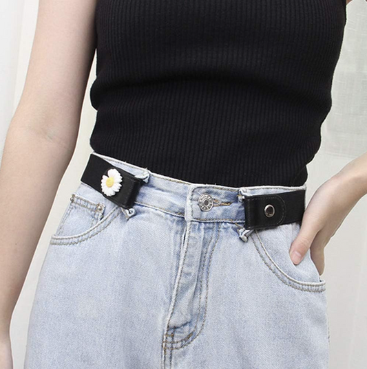 No Buckle Daisy Elastic Waist Belt