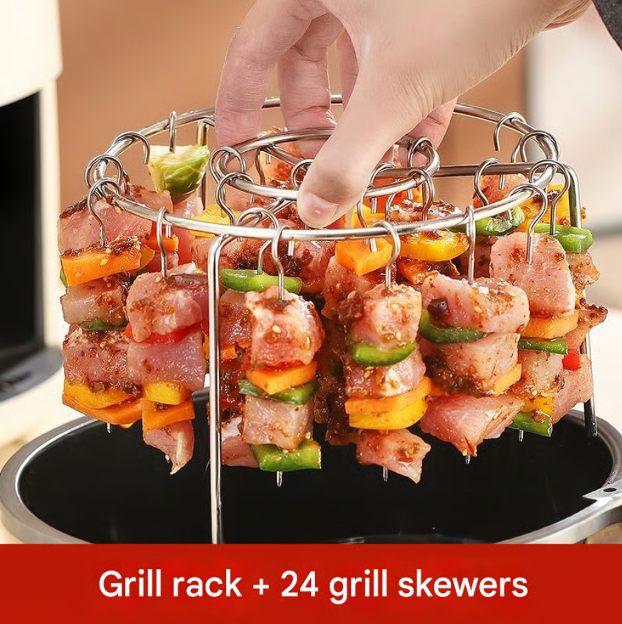 Air Fryer Barbecue Grill Vertical Barbecue Kebab Stand + 24 Skewers