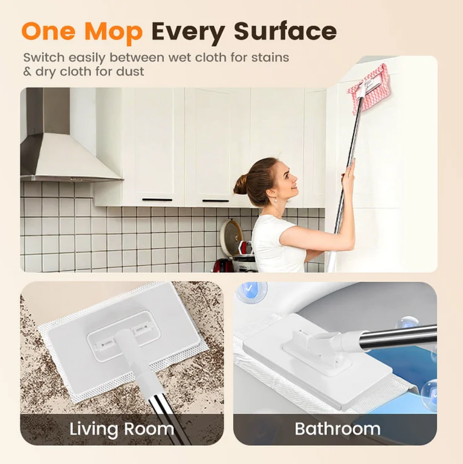 Disposable Dust Mop with 4 Reusable Cloths