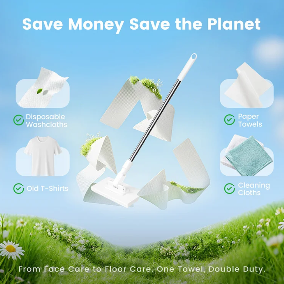 Disposable Dust Mop with 4 Reusable Cloths