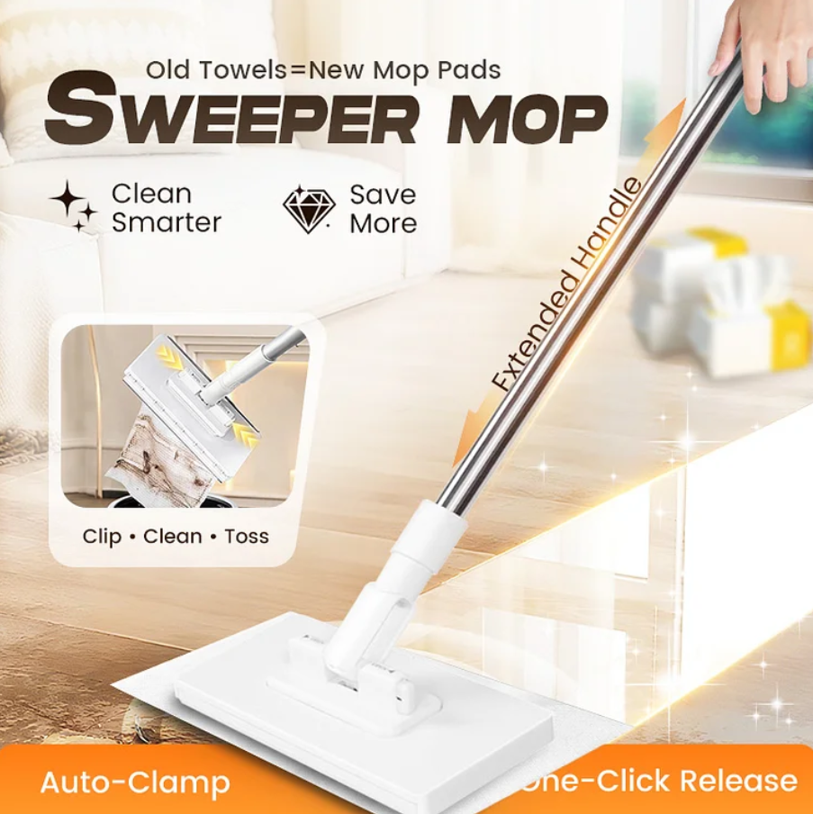 Disposable Dust Mop with 4 Reusable Cloths