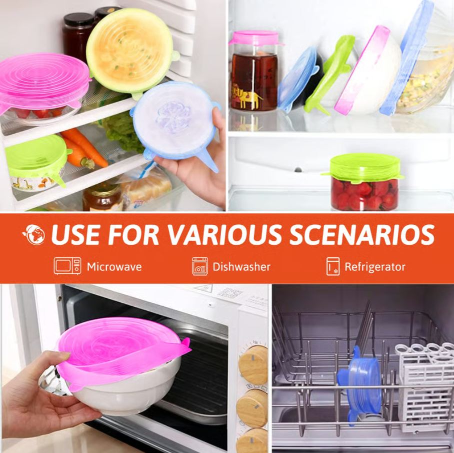 Silicone Cover Stretch Lids Reusable Airtight Food Wrap Covers