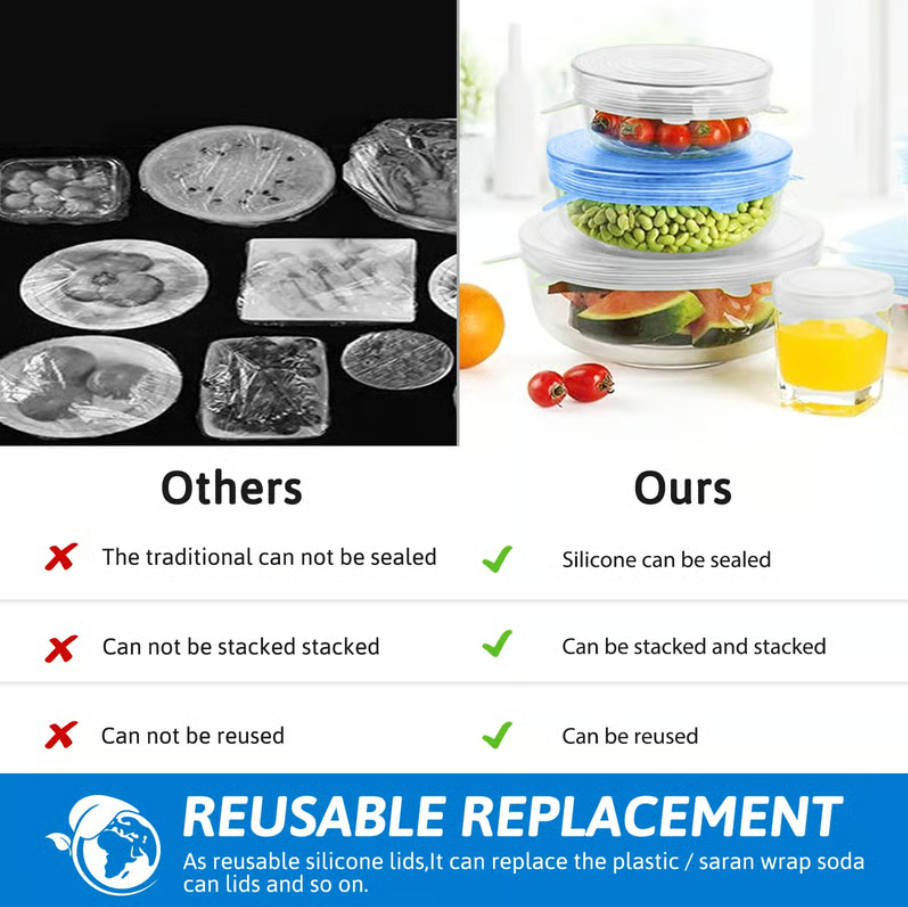 Silicone Cover Stretch Lids Reusable Airtight Food Wrap Covers