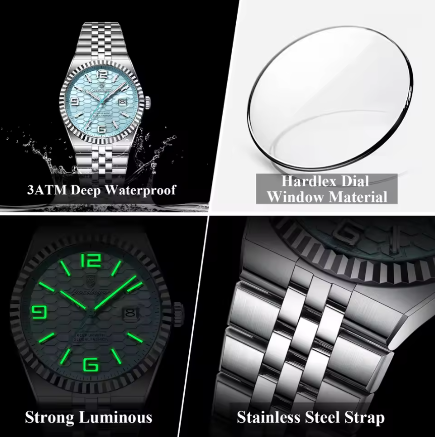 POEDAGAR High Quality Original Men Clock Waterproof Luminous Date Luxury Man Watch