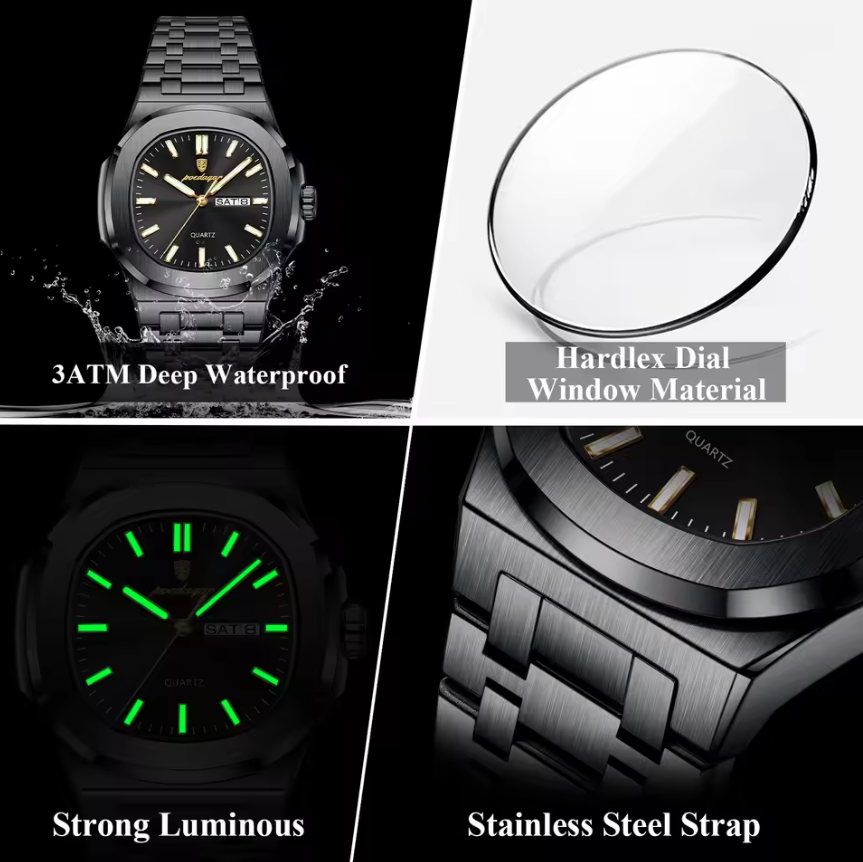 POEDAGAR Luxury Square Men's Watches