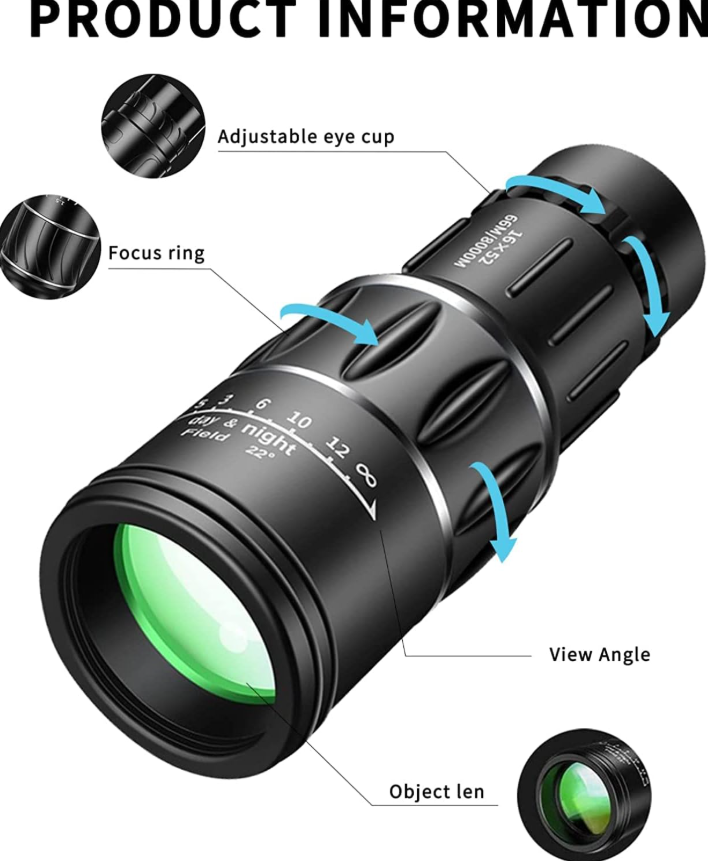 Monocular Telescope 16x52 with Night Vision