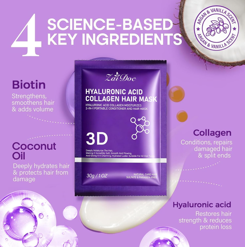 3D Collagen Hair Mask - Set of 5pcs