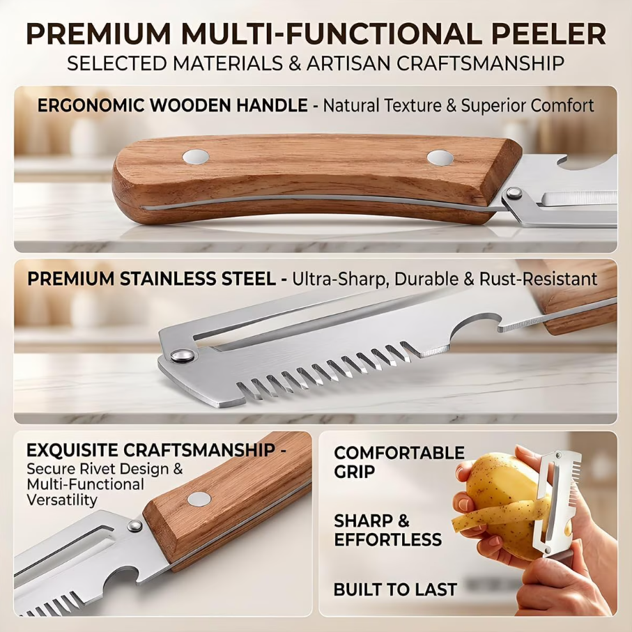 3-in-1 Scallion Shredder & Peeler Kitchen Tool