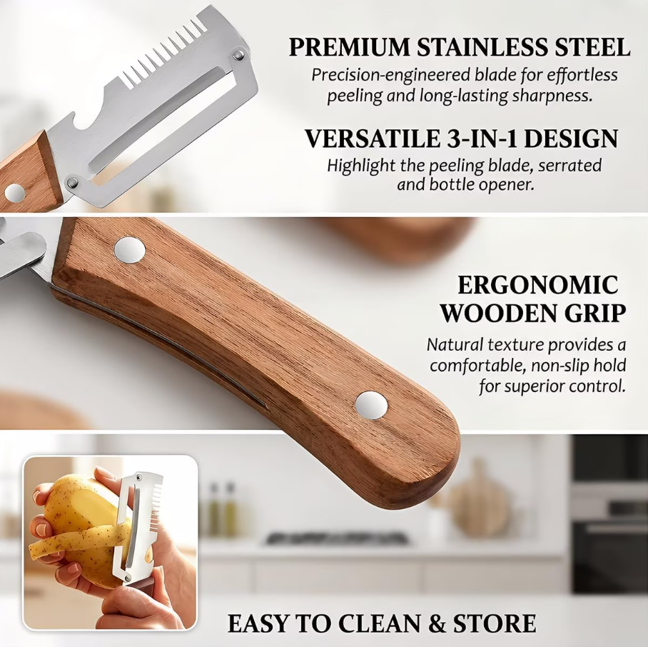3-in-1 Scallion Shredder & Peeler Kitchen Tool