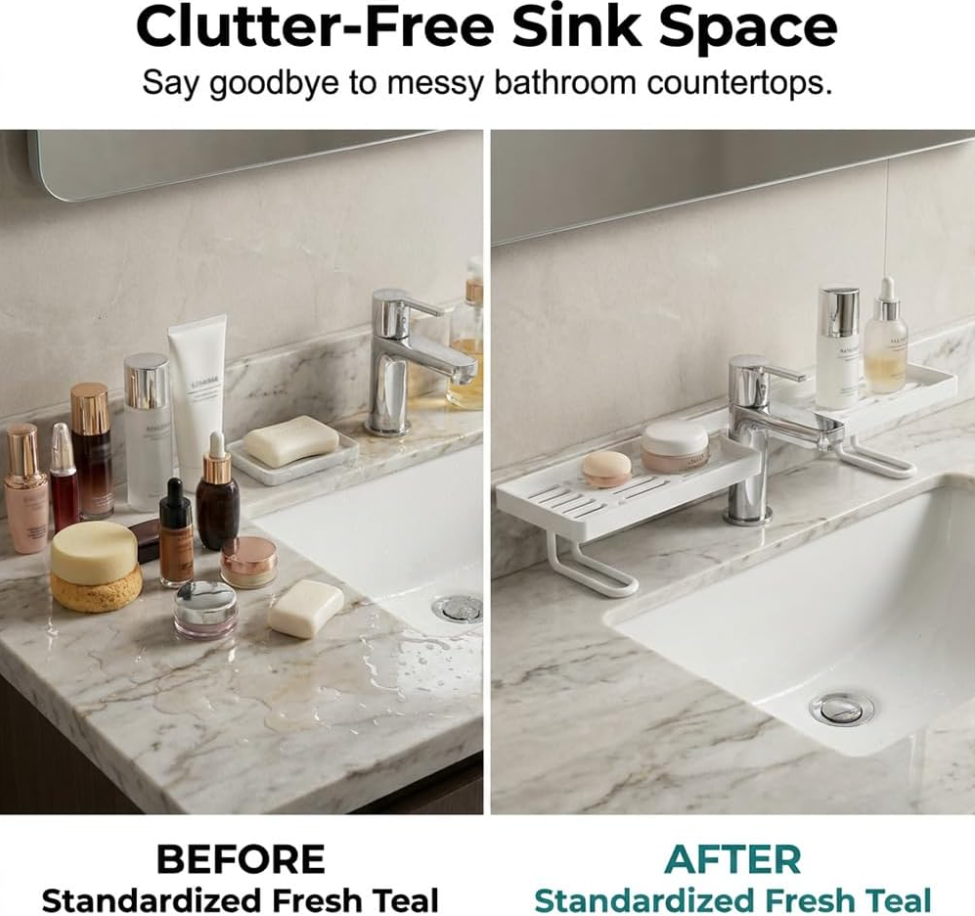 No-Drill Kitchen Sink Sponge Holder & Drain Rack