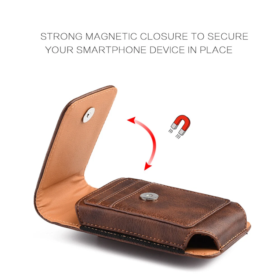 Multi-Pocket Leather Holster with Card Holder