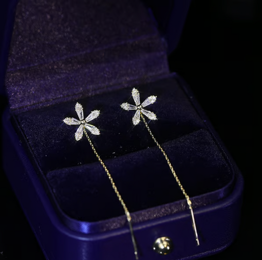 Shiny Diamond Flower Earrings