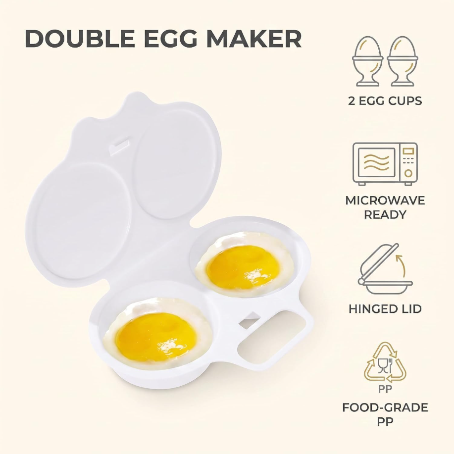 Microwave Egg Poacher with Lid & Handle 2pcs