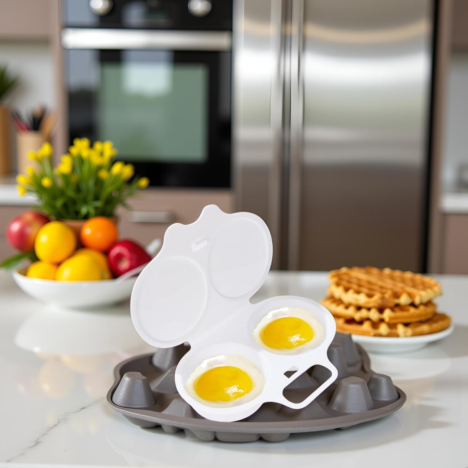 Microwave Egg Poacher with Lid & Handle 2pcs