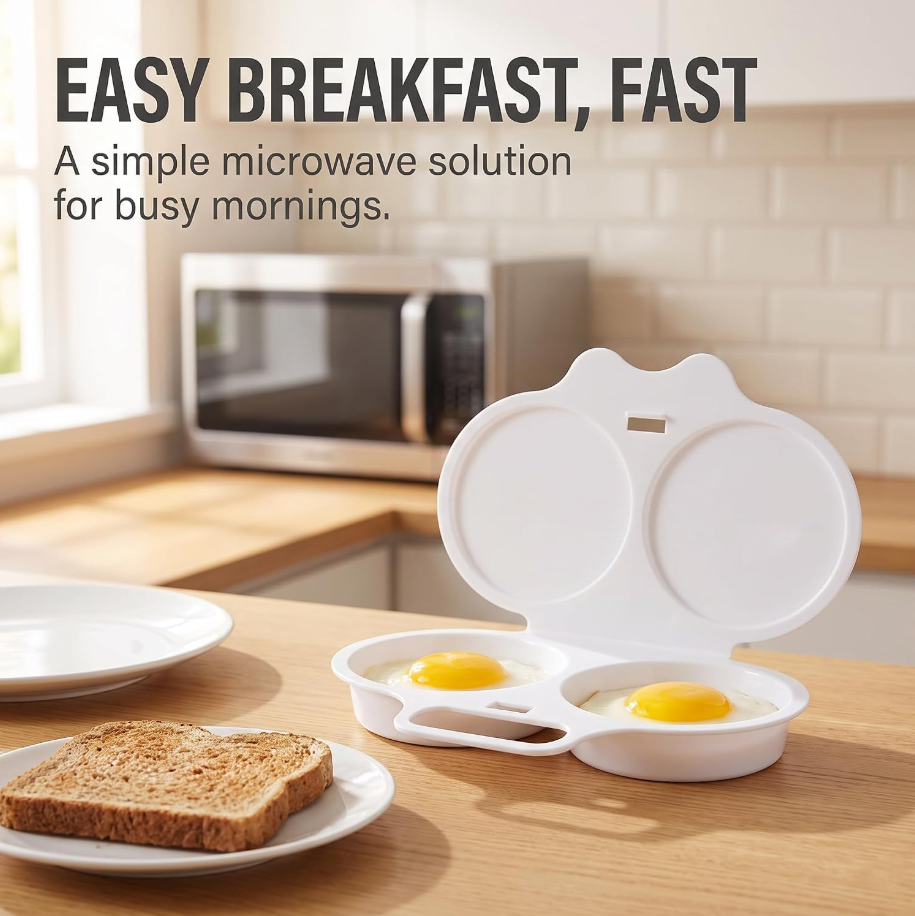 Microwave Egg Poacher with Lid & Handle 2pcs