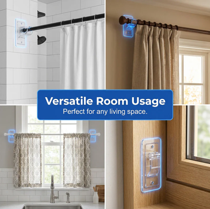 Heavy-Duty Self-Adhesive Rod Support Brackets Set of 4pcs
