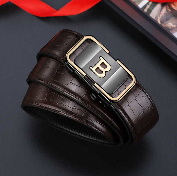 Men's Crocodile-Patterned Automatic Buckle Belt