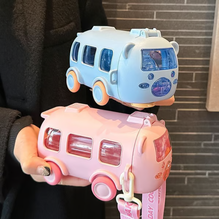 Portable Water Cup in Bus Shape with Strap 16.9 Oz
