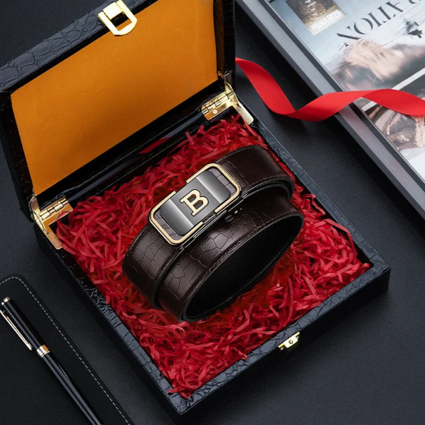 Men's Crocodile-Patterned Automatic Buckle Belt