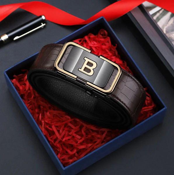 Men's Crocodile-Patterned Automatic Buckle Belt