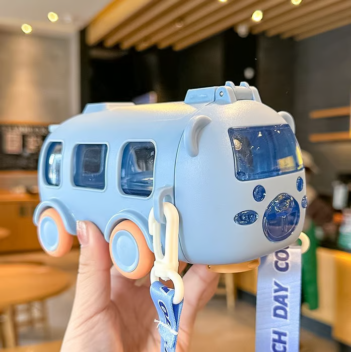 Portable Water Cup in Bus Shape with Strap 16.9 Oz