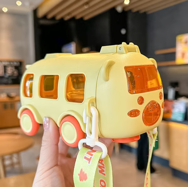 Portable Water Cup in Bus Shape with Strap 16.9 Oz