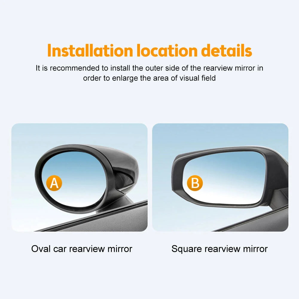 Car Convex Blind Spot Mirror - 2 PCS