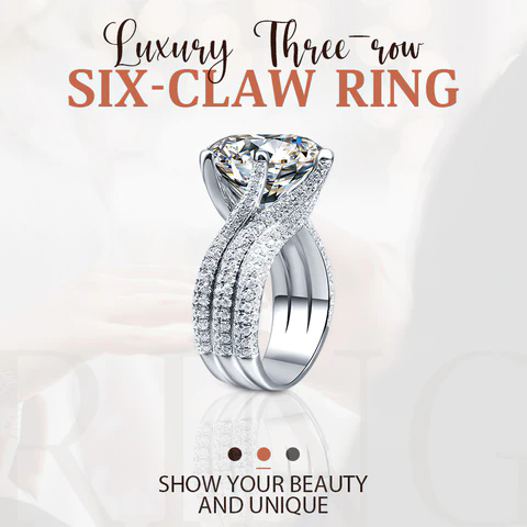 Luxury Three Row Six Claw Diamond Ring