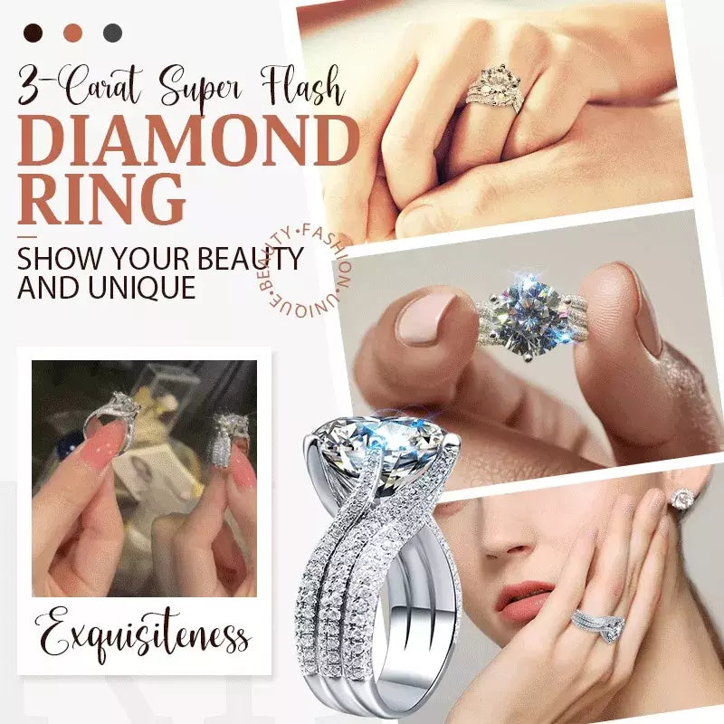 Luxury Three Row Six Claw Diamond Ring